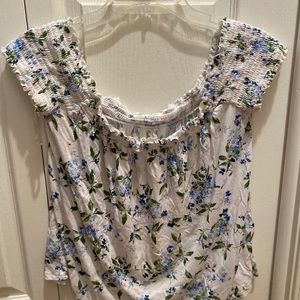 Off the shoulder flower print shirt